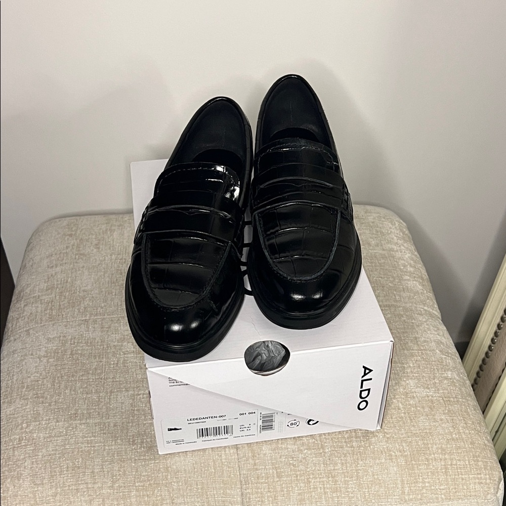 Aldo Black Glossy Women's Loafers